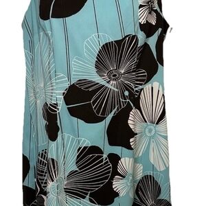 connected apparel Aqua & Black Floral-Print Petite Top